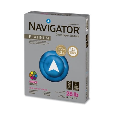 Soporcel North America Navigator, PLATINUM PAPER, 99 BRIGHT, 28LB, 8.5 X 11, WHITE, 500/REAM NPL1128